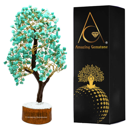 Amazing Gemstone Crystals and Healing Stones Birthday Gifts for Women - Amazonite Crystal Tree of Life Home Decor Stocking Stuffers, Bookshelf, Room, Meditation Gift for Dad, Unique Birthday Gifts