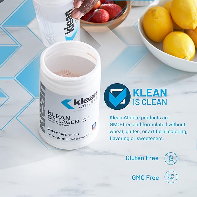 Klean Athlete Klean Collagen+C - Collagen Peptides with Vitamin C - for Joint & Connective Tissue Support - 12 Ounces - Natural Berry Flavor
