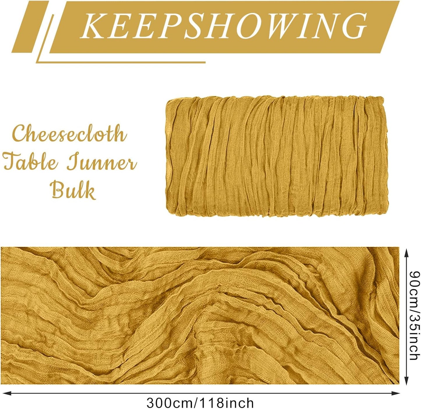 1 Pack Cheesecloth Table Runner 10Ft Christmas Gauze Boho Table Runners for Wedding Decor Bridal Shower Decorations Baby Shower Party(35" x 120")