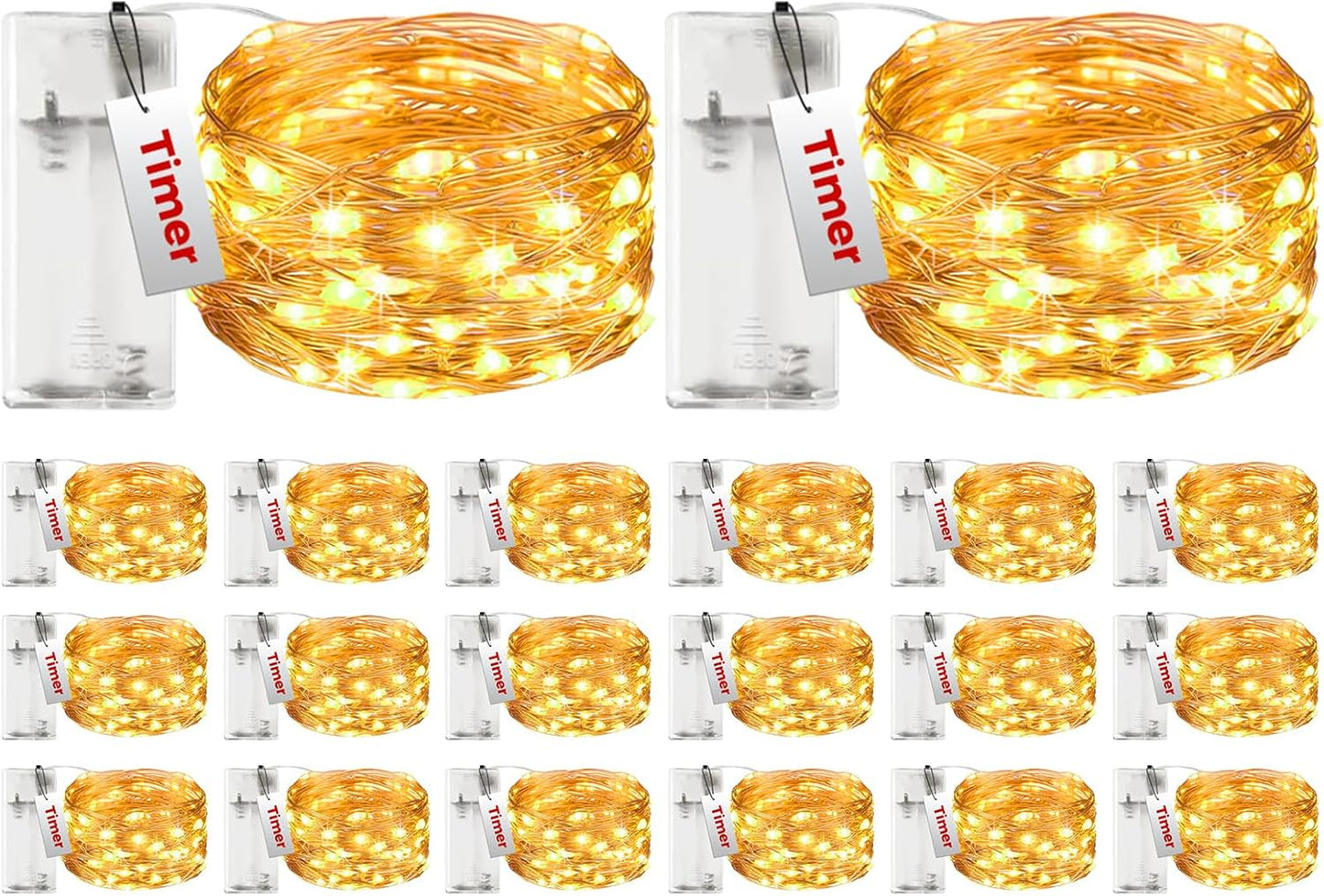 btfarm 20 Pack Fairy Lights Battery Operated with Timer, 10FT 30LED Twinkle Lights Waterproof, Copper Wire Christmas String Lights Battery Powered for Indoor Outdoor Wedding Party Holiday Decorations