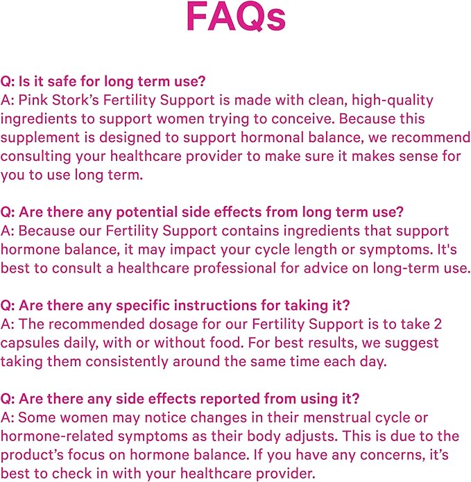 Pink Stork Fertility Supplements for Women – Preconception Vitamins with Inositol, Vitex & Ashwagandha – Women’s Fertility Supplement for Conception & Hormone Balance – 60 Vegetarian Capsules