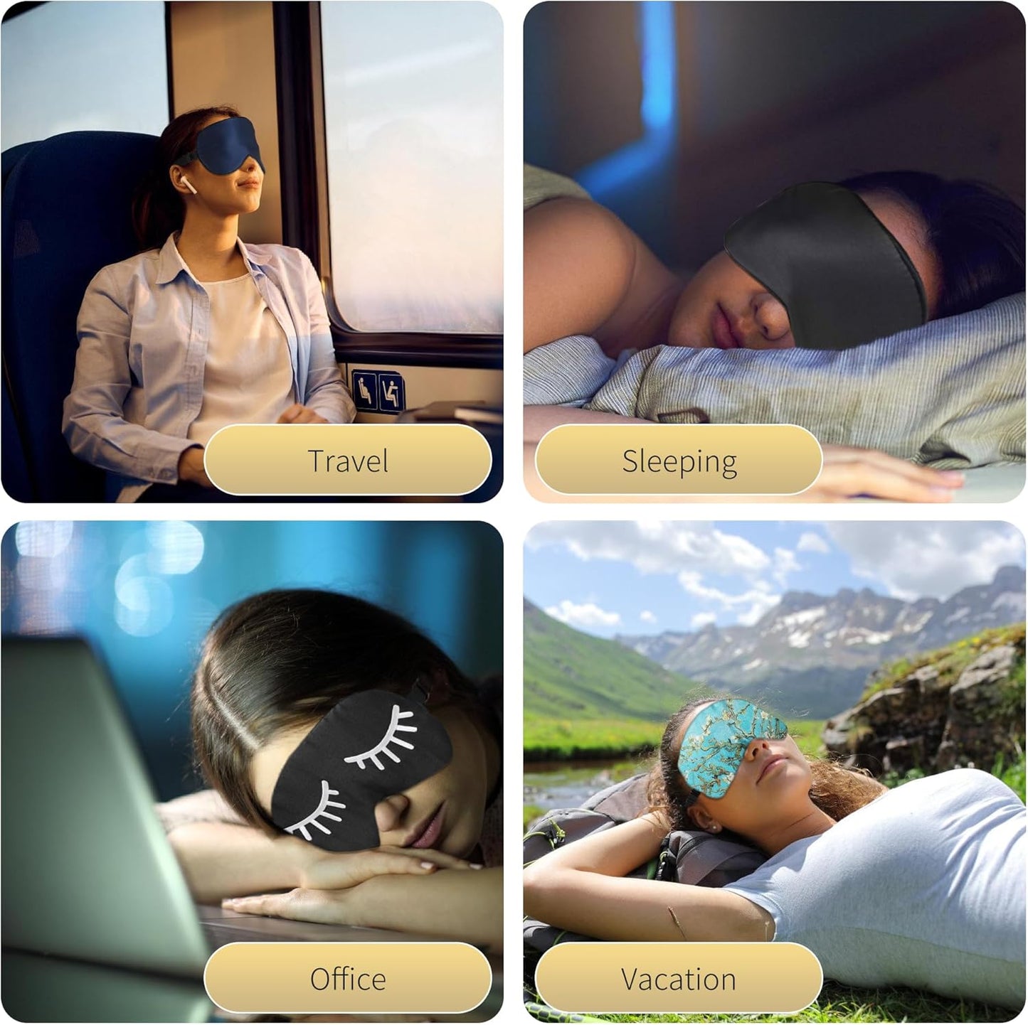 ZIMASILK 100% Natural Silk Sleep Mask Blindfold,Adjustable Super-Smooth Soft Eye Mask for Sleep with Bag(Eyelashes)