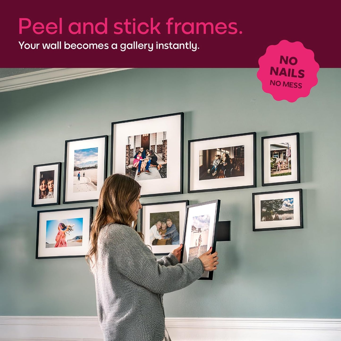 Mixtiles Official - Custom Photo Tiles - Personalized Printed Photos - Magnetic Wall Frames - Adhesive Sticker, No Nails - Various Sizes and Frames - offbeat-set-5-Tile - Clean Frame