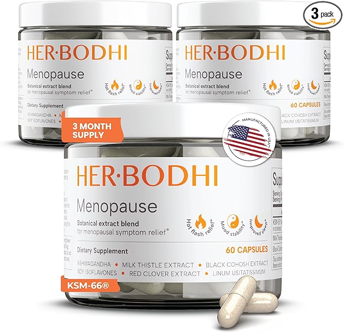Meno- Menopause Hormonal Balance for Women, Estrogen Soy Isoflavones Menopause Supplement for Women, Ashwagandha, Black Cohosh Hot Flashes Menopause Relief, Night Sweats Relief 180Caps