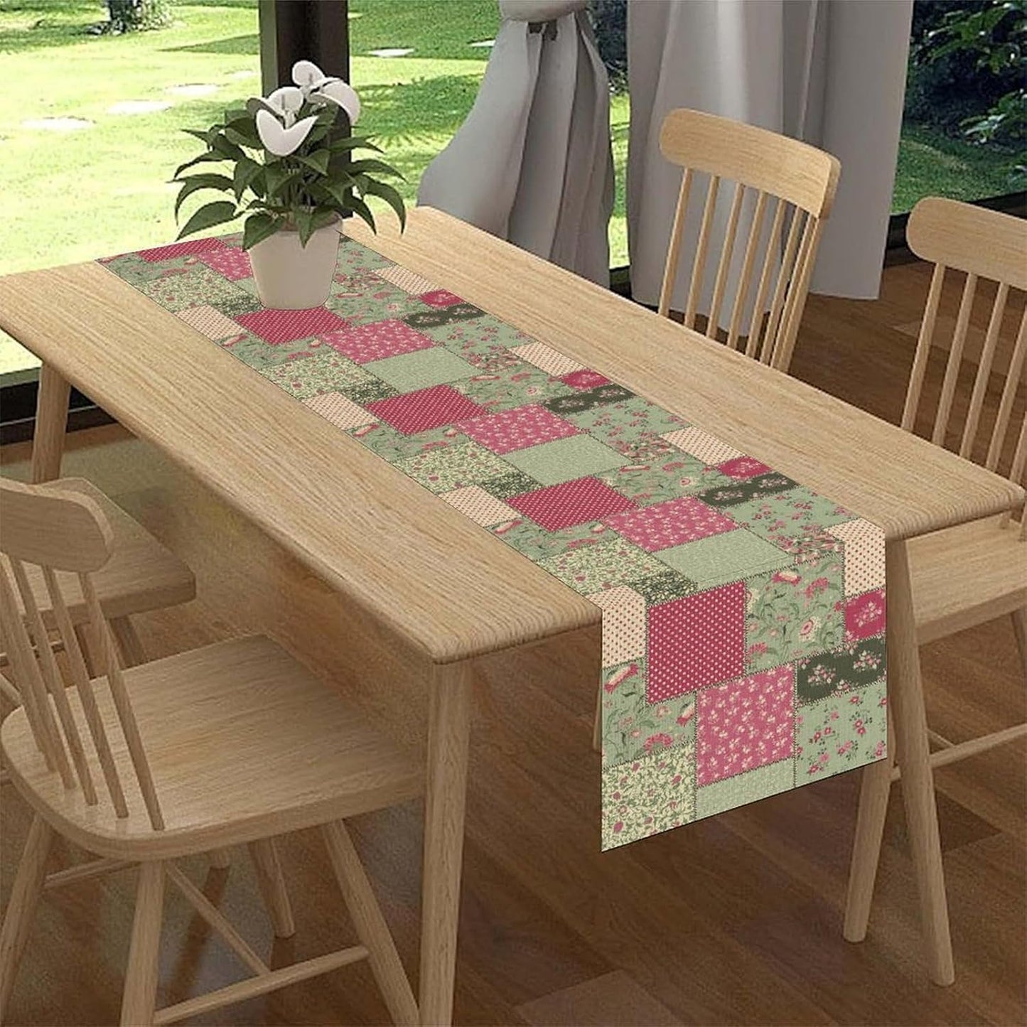 Boho Patchwork Table Runner, Vintage Farmhouse Colorful Wildflowers Bohemian Paisley Flower Print Table Center Decor for Home Kitchen Dining Patio Holiday Party Table Decorations, 13"x90" Inch