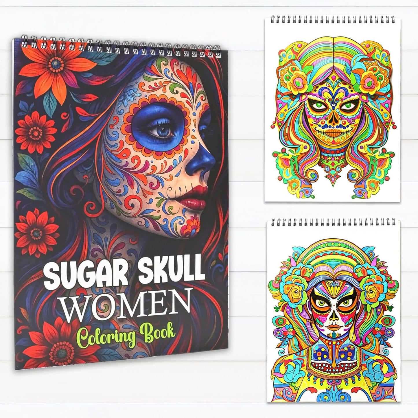 Bondream Sugar Skull Coloring Book for Women,Spiral Bound Adult Coloring Book for Relaxation & Mindfulness, 24 Single-Sided Pages Creative Arts & Crafts Sugar Skull Stress Relief Gift