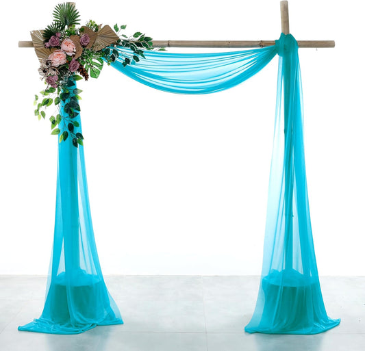 VDS Pack of 1 Panel (30 Inch X 40 Feet) Wedding Arch Draping Fabric Sheer Chiffon Fabric Drapery for Wedding Ceremony Reception Swag Backdrop Canopy Chuppah ARBO Altars Decoration (Peacock Blue)