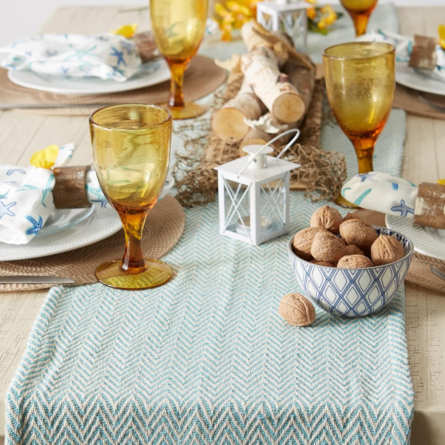 DII Woven Basic Tabletop Collection, Chevron Table Runner, 15x108, Aqua