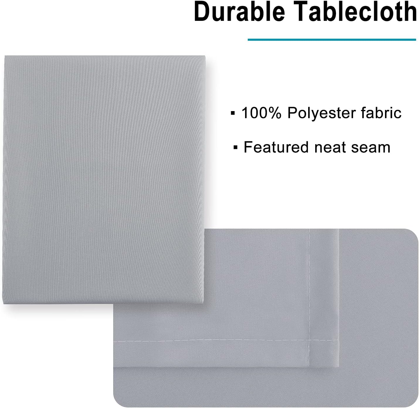 Hiasan Silver Grey Rectangle Tablecloth - Waterproof and Spillproof Washable Fabric Table Cloth for Dining Room Kitchen Party and Outdoor, 90 x 156 Inch