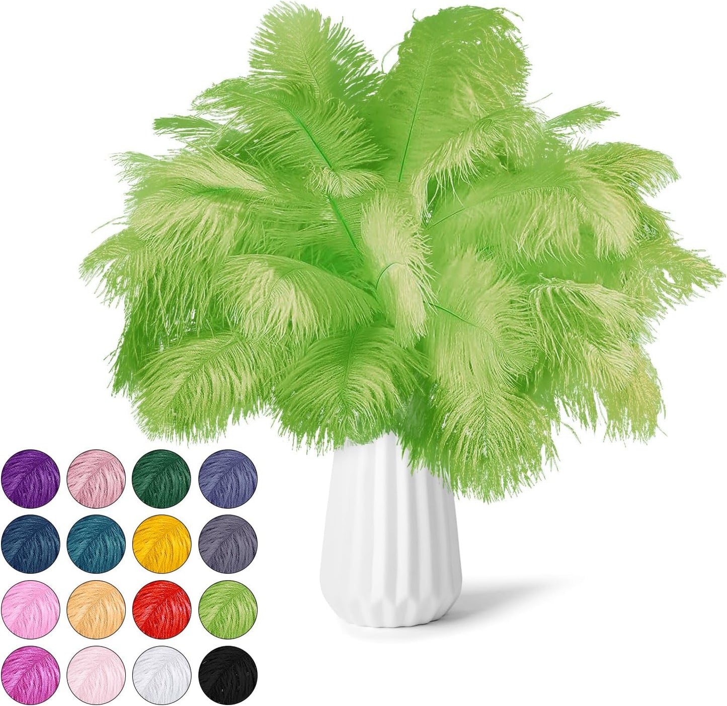 NEWONG 30pcs Fruit Green Ostrich Feathers Natural Bulk 8-10inch(20-25cm) Vase Craft Wedding Home Party Centerpieces Christmas Day Decoration