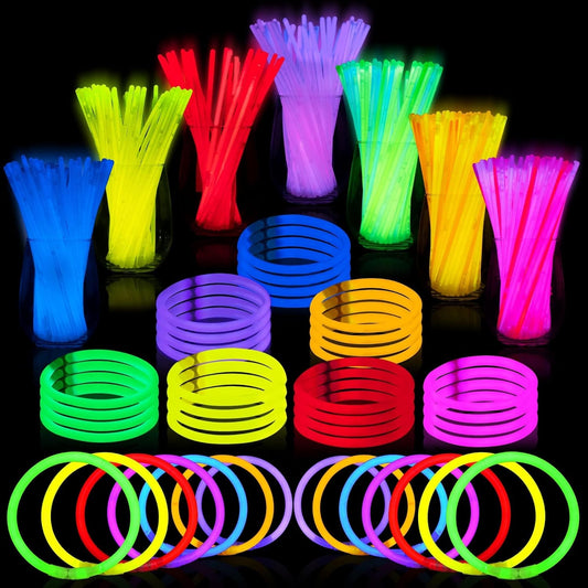 JOYIN 600 Pcs 8" Glowsticks, Halloween Supplies Pack, Bracelets Necklaces, Glow in the Dark Party Favors, Easter, Christmas, Football Party Supplies