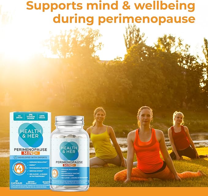 Health & Her Perimenopause Mind+ Cognitive Function Support, for Early Stage of Menopause, Mental Energy, Supplements for Women with Vitamins, Gluten-Free, Non-GMO, Vegan (30 ct - 1 Month)