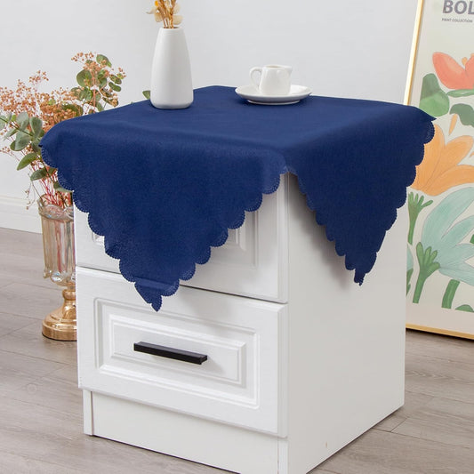 Small Square Navy Tablecloth 24 x 24 Inch Polyester Fabric Washable Table Cover Decorative Wrinkle Resistant Solid Color Table Cloth for Nightstand Party Wedding Camping
