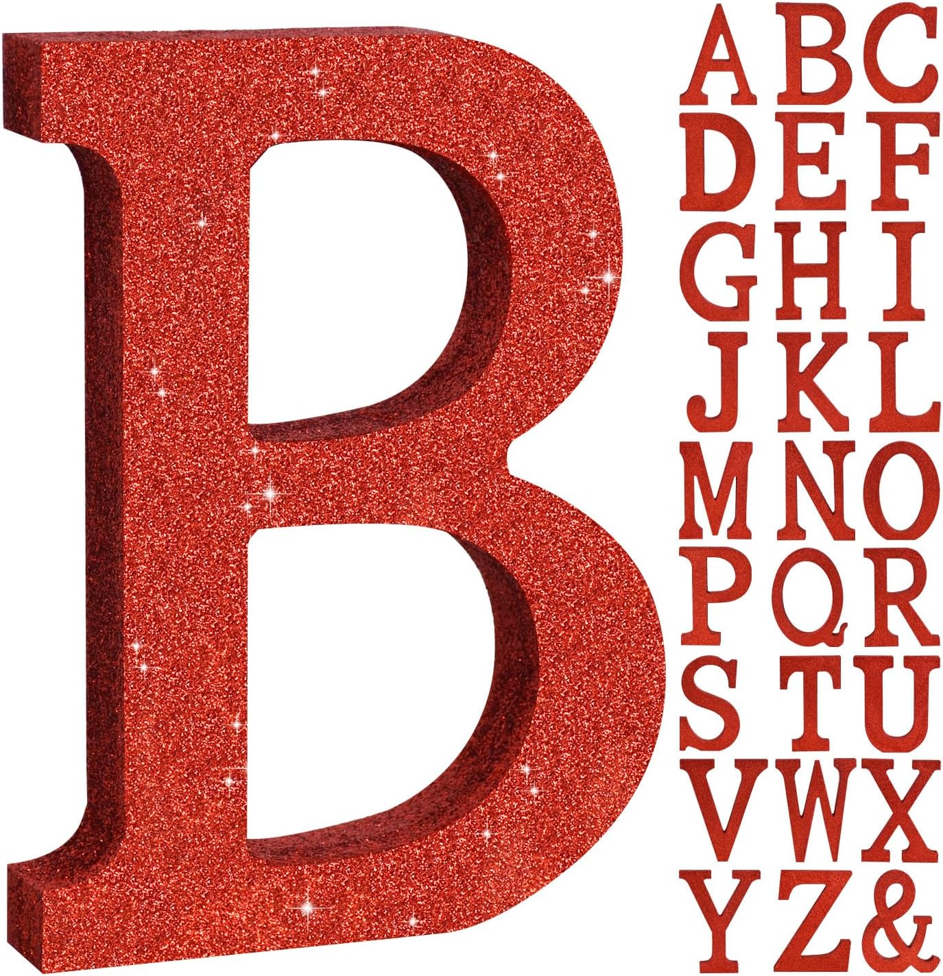 TONIFUL 8 Inch Red Glitter Letter B Table Centerpiece A-Z Red Birthday Party Decorations,Red Alphabet B for Birthday,Chrismas,Graduation,Bridal Shower,Wedding,Anniversary Party Supplies