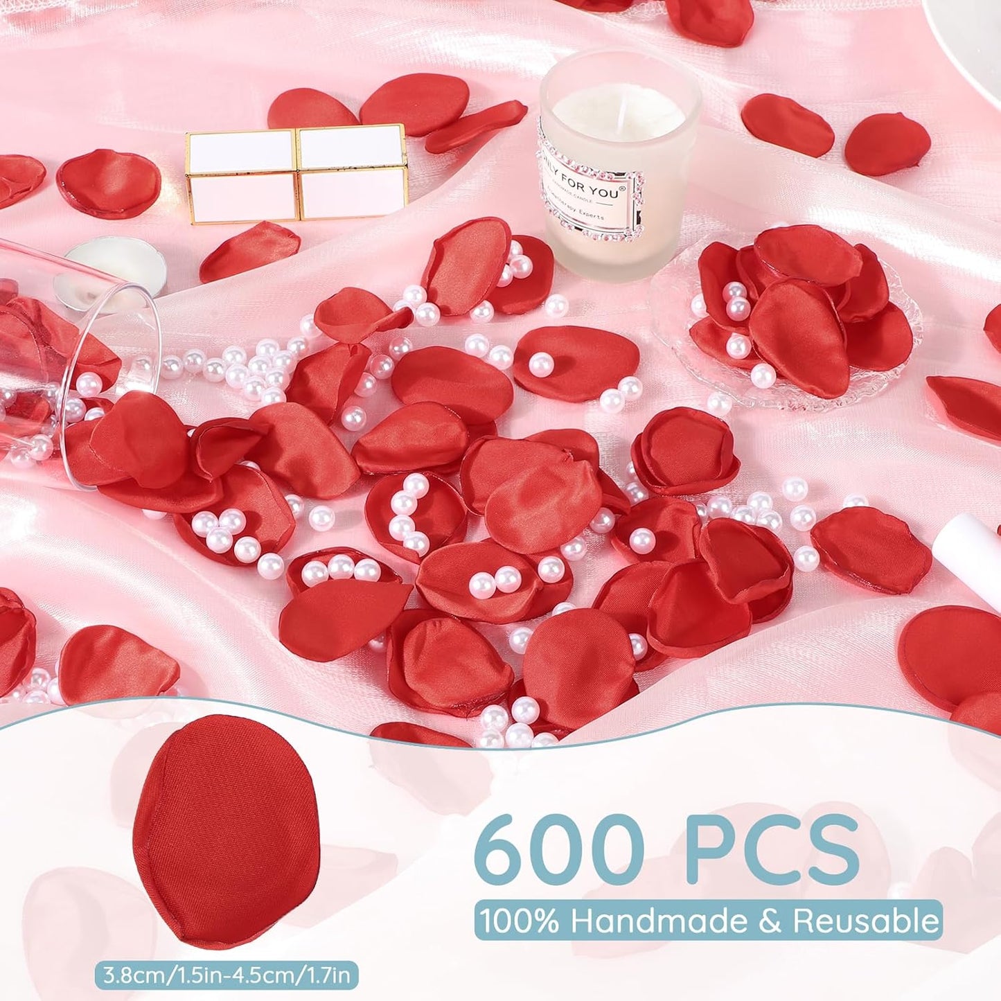 Suream 600 Pcs Flower Petals for Wedding, Red Beautiful Realistic Rose Pedals for Wedding Centerpiece Table Decorations, Flower Girl Basket, Romantic Night, Aisle Decorations for Wedding Ceremony