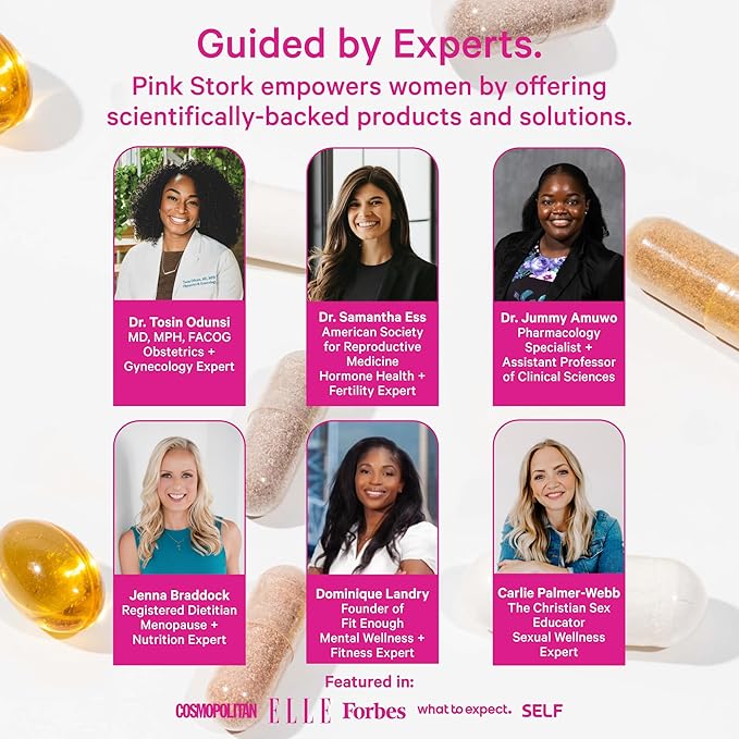 Pink Stork Fertility Supplements for Women - Prenatal Multivitamin with Ovulation, Conception, & Hormone Balance Support - 17 Vitamins & Inositol, Ashwagandha, & Vitex - 120 Capsules