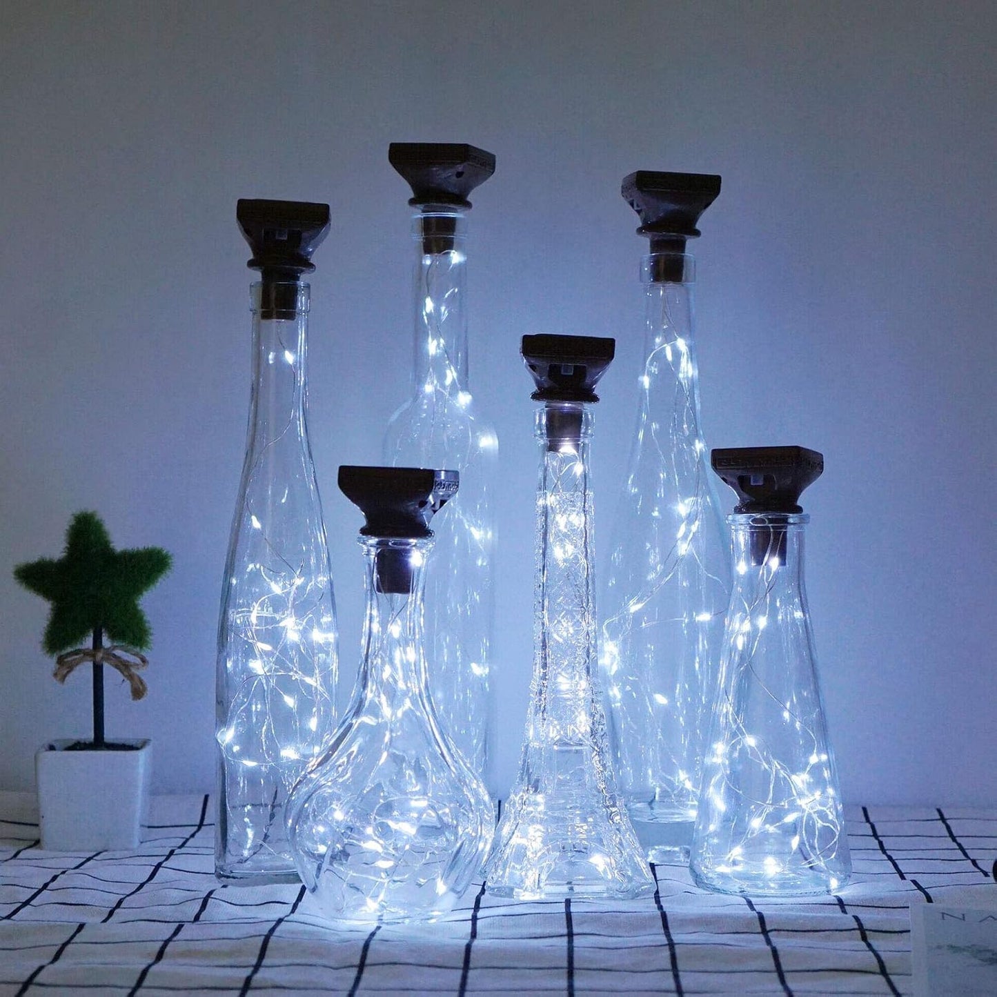 Decorman 10 Pack Solar Wine Bottle Lights 20 LEDs Waterproof Fairy Cork String Silver Wire Craft Lights for Party, Wedding, Christmas, Holiday, Garden, Patio or Table Decor