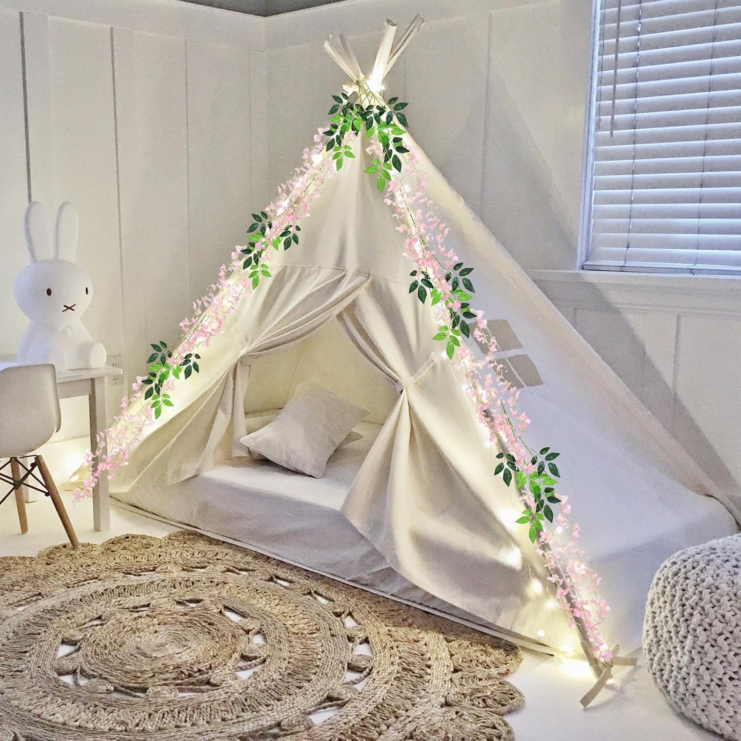 36 Pack Light Pink Wisteria Hanging Flowers, 3.44 Ft Fake Hanging Flowers, Artificial Wisteria Garland Vines for Wedding Room Backdrop Outdoor Patio Garden Decoration