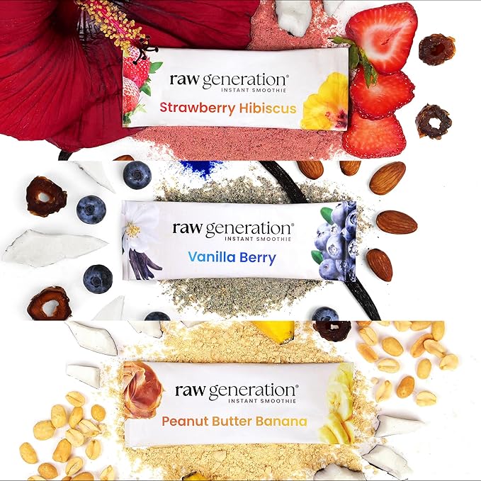 Raw Generation Instant Smoothie Detox Gut Cleanse | Shaker Bottle Included | Healthy Weight Management | 100% Raw Natural Juice | On-The-Go | 3-Day Juice Cleanse | 18 Superfood Drink Powder Packets