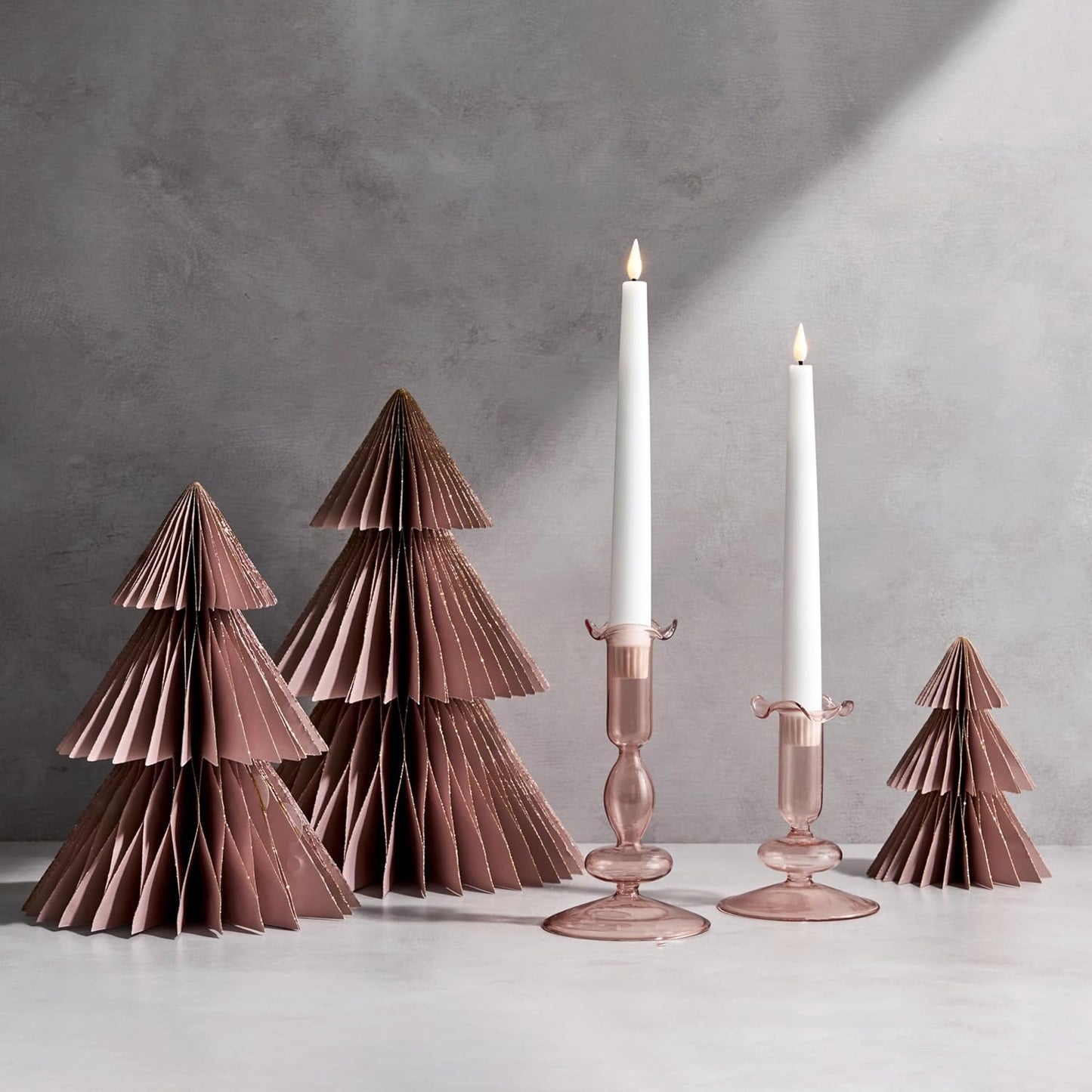 LampLust Pink Tree, 2 Pack Honeycomb Paper Trees 10 & 12 Inch, Pink Decorations, Winter Wonderland & Enchanted Forest Decorations Indoor, Home Table Top Decor, Table Centerpieces