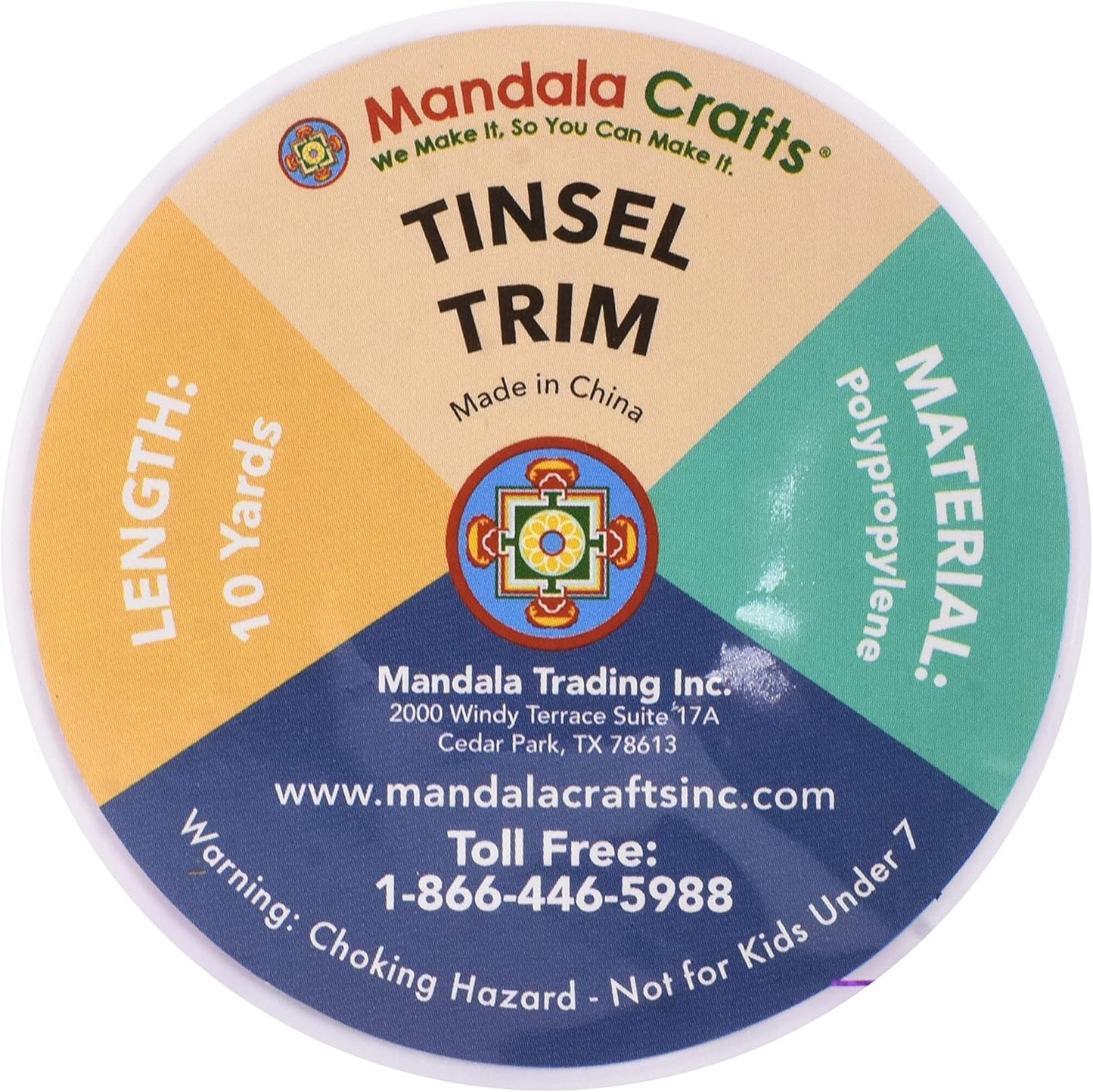 Mandala Crafts Iridescent Tinsel Garland - Thin Metallic Foil Glitter Mini Garland for Christmas Tree, Party, Wedding Decor, and Holiday Decorations