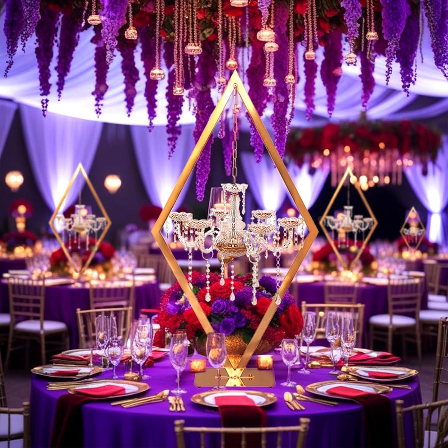 4PCS Elegant Metal Diamond Candle Holder - European Wedding Table Decor, Romantic Candle Stand for Western Dining, Perfect Wedding Prop & Home Decoration