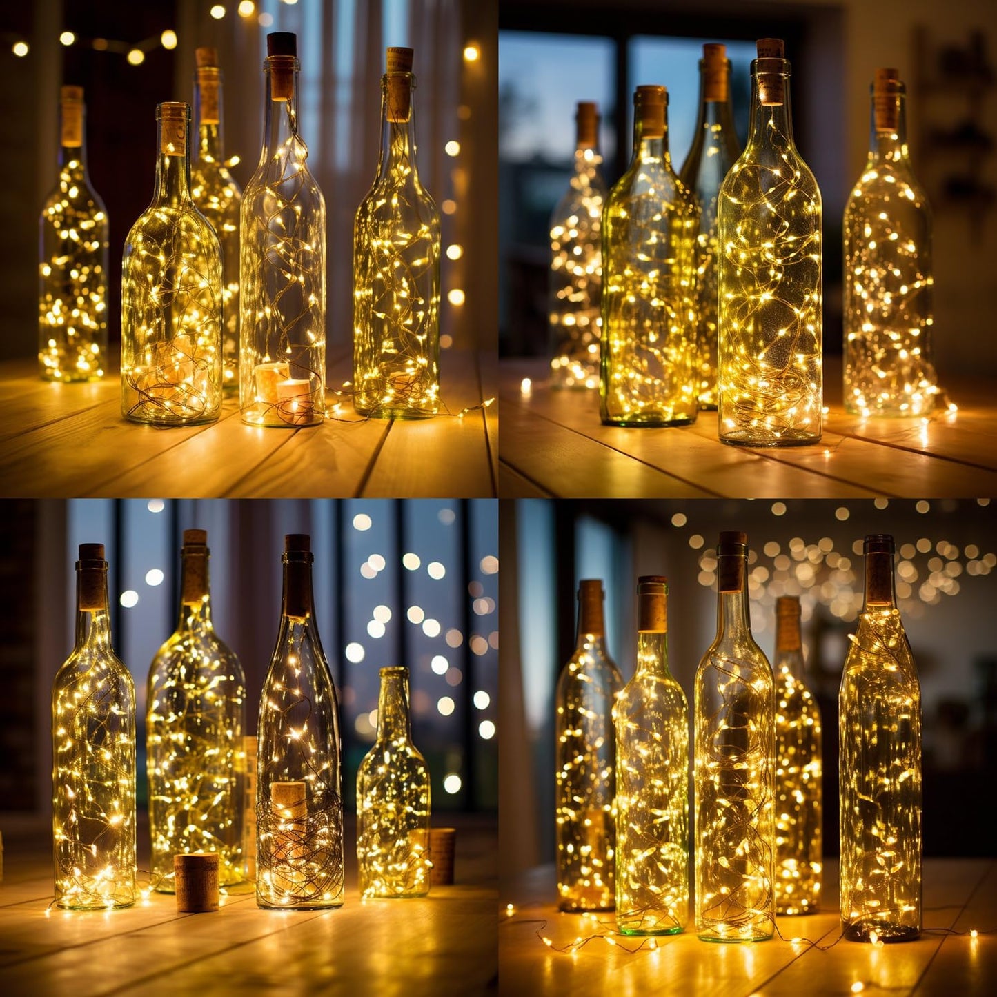 20 Pack Wine Bottle Lights with Cork Battery Operated 3.3ft 20 LED Silver Wire Cork Fairy Lights for Liquor Bottles,Jars,Crafts,Wedding,Party,Centerpieces,Table Decor,Warm White