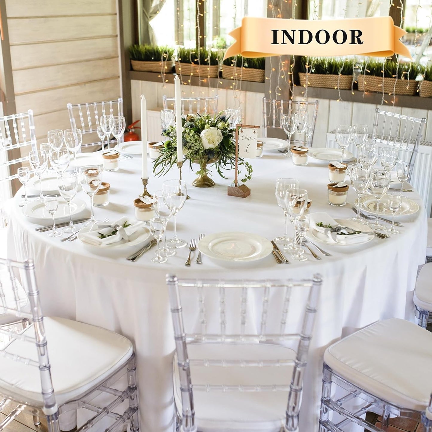 sancua 10 Pack Round Tablecloth White 90 Inch - Stain and Wrinkle Resistant Table Cloth, Washable Polyester Table Cover for Dining Tables, Buffet Parties and Camping