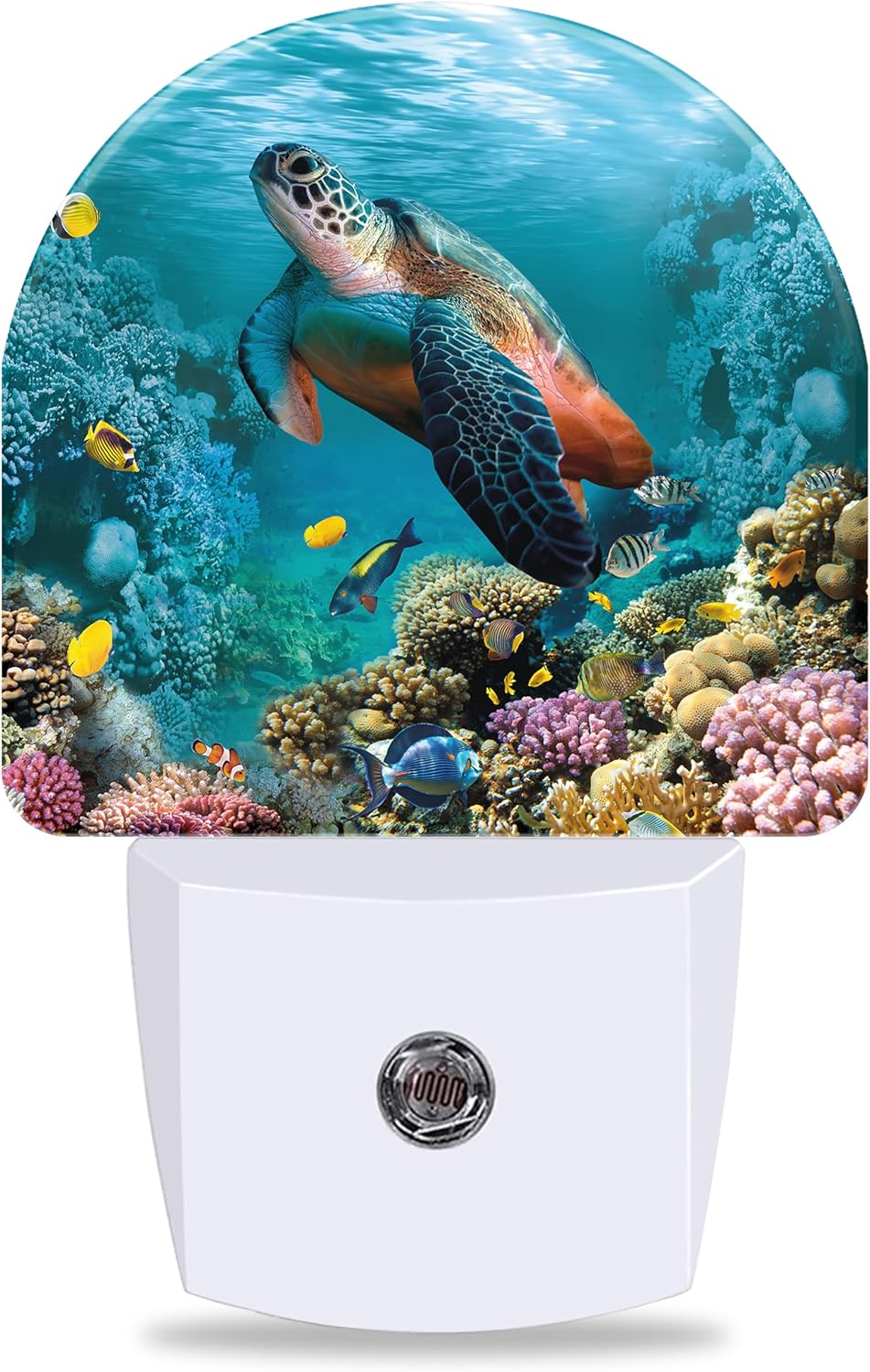 Underwater World Night Light Plug into Wall with Dusk to Dawn Light Sensors Sea Turtle Corals Fish Night Light LED Lamp for Bedroom Hallway Home Wall Decor Nightlight for Girls Boys Men Women