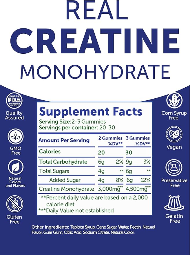 Lunakai USA Made Creatine Monohydrate Gummies for Women & Men – Vegan Creatine Gummies for Muscle & Recovery Support – Pre Workout Supplement, 60ct