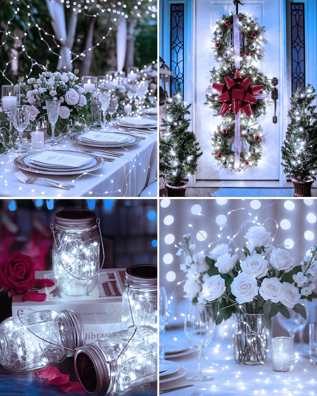 btfarm 12 Pack Fairy Lights Battery Operated, 7FT 20 LED Mini String Lights Waterproof Silver Wire for Mason Jars Centerpiece Table Crafts Bedroom Christmas Decoration, Cool White