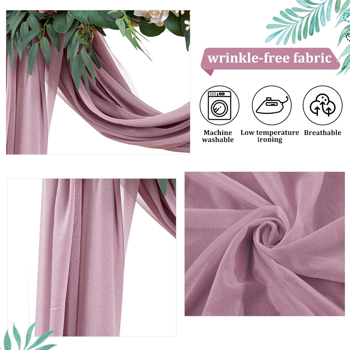 Arch Drapes for Wedding Arch Draping Fabric Dusty Rose Sheer Backdrop Curtain for Ceremony Bridal Party Decor 19Ft Length x 28" Width 1 Panel