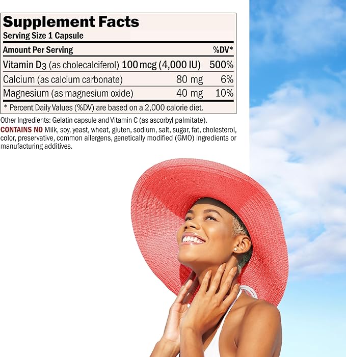 ANDREW LESSMAN Vitamin D3 4000 IU 360 Capsules - High Potency, Essential for Calcium Absorption, Supports Bone Health, Healthy Muscle Function, Immune System, More. Small Easy to Swallow Capsules