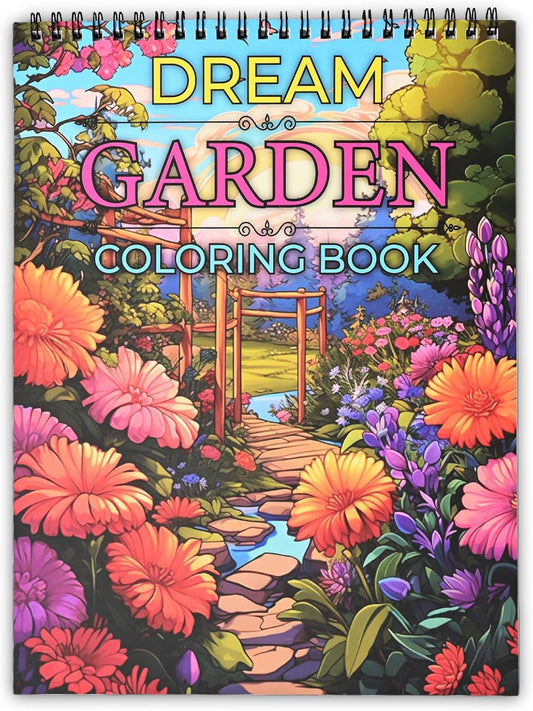 Bondream Adult Coloring Book for Adults Relaxation, Spiral Bound Coloring Books for Women, Anxiety Relief Gifts with 30 Patterns Included Dream Garden,Gift for Birthdays, Christmas, Anniversaries