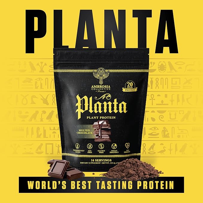 Ambrosia Planta - Premium Organic Plant-Based Protein | Vegan & Keto Friendly | Gourmet Flavors with No Bloating or Stomach Upset | No Added Sugar | 14 Servings | (Melted Chocolate)