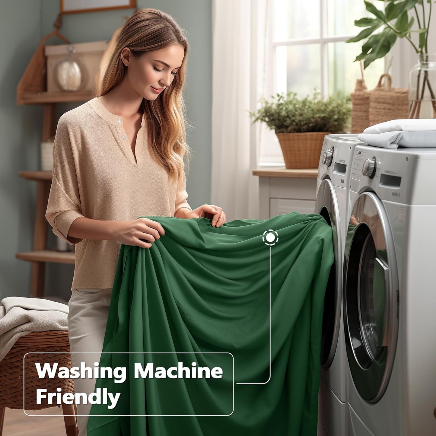 Wish Care 2 Pack Hunter Green Spandex Table Clothes for 4 Foot Rectangle Tables, 4FT Wrinkle Free Fitted Tablecloths Ruffles Design Table Cover for Party, Banquet, Wedding and Events