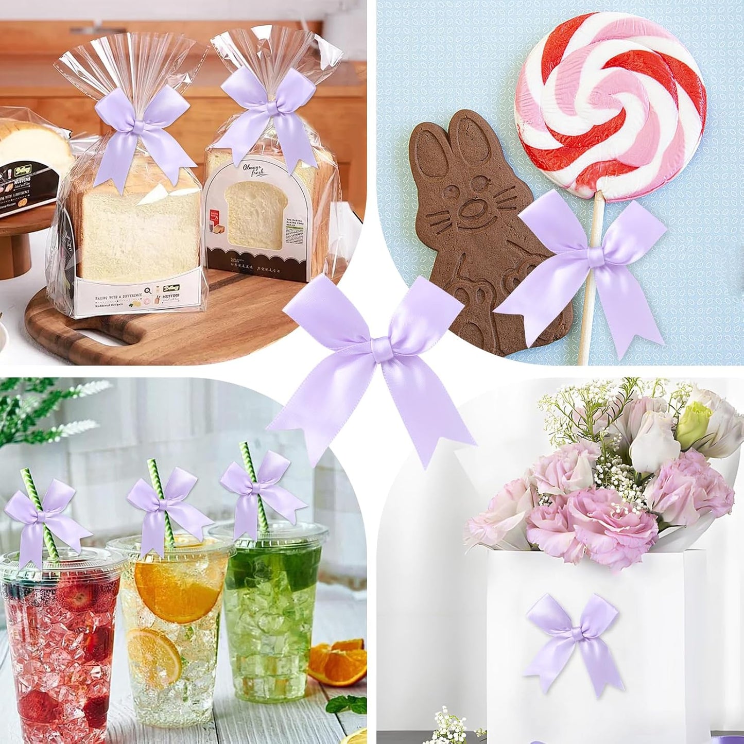 Feluwi Light purple Gift Wrap Bows (50 Pcs) - 3.3 Inch Elegant Plastic-Free Bows for Christmas Gifts, Birthday Presents, Wedding Friendly Party Supplies, Baby Shower, Gift Bags Decorative Accessories