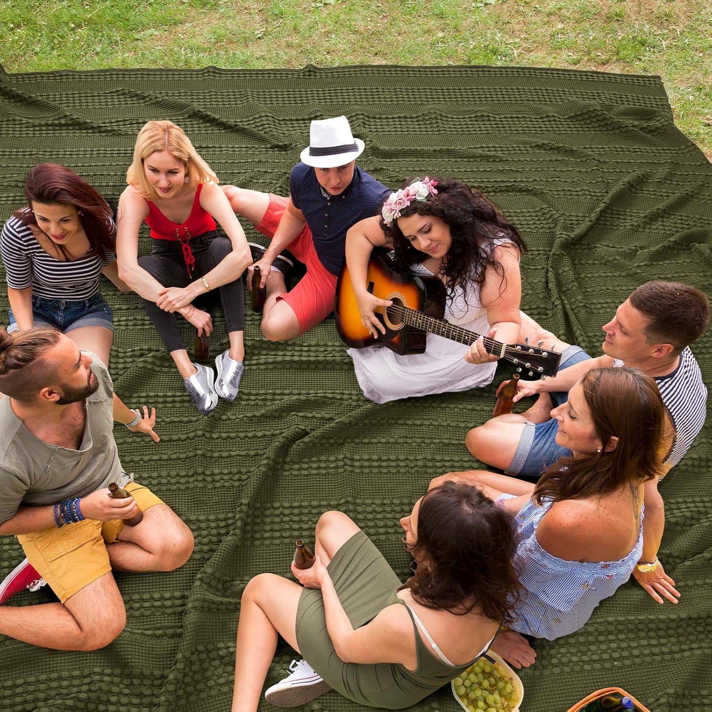 PHF 100% Cotton Waffle Blanket Oversized King 120"x120", Lightweight Breathable Extra Large 10'x10' Blankets for Bed, Giant Big Luxury Aesthetic Woven Bedding for Home Decor, Capulet Olive