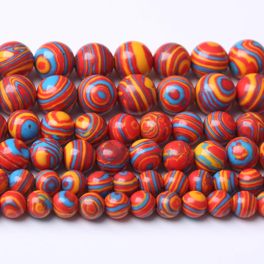 Red Yellow Blue Peacock Turquoise Stone Beads Gemstone Round Crystal Energy Jade Beads Stone Beads for Jewelry Making DIY Bracelet Necklace Jewelry Making 1 Strand 15.5inch 45PCS 8MM