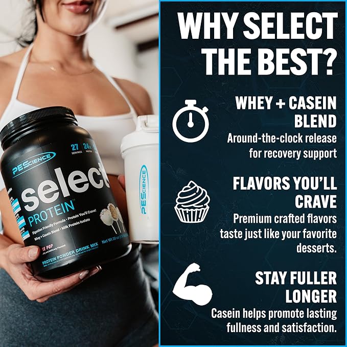 PEScience Select Protein Powder Variety Pack, 40 Serving Protein Powder Sample Pack, 8 Flavors, Whey and Casein Blend, Keto Friendly and Gluten Free