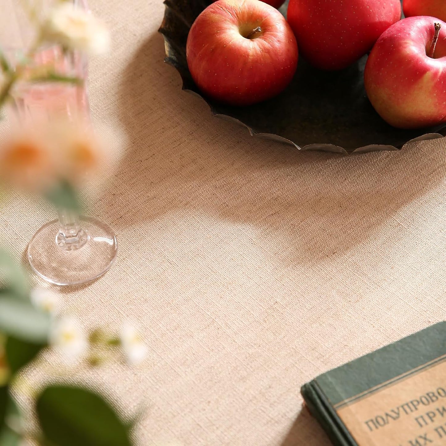 patdrea Designer French Beige Long Tablecloth for Rectangle Table,Vintage Breathable Linen Trees Pattern Table Cloth,Decor Cover for Kitchen Dining Christmas,Thanksgiving,63"x94"-Tatiana D