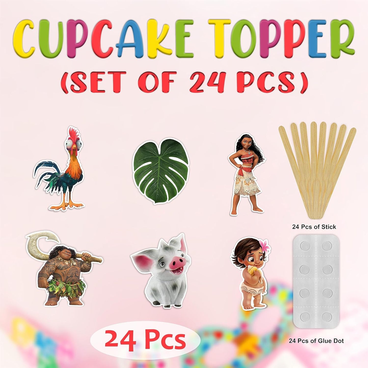 Mna Cupcake Toppers –Tropical Island Cupcake Toppers – Birthday Cake Decorations | Ocean Adventure Party Supplies for Mna Themed Celebrations & Festivities