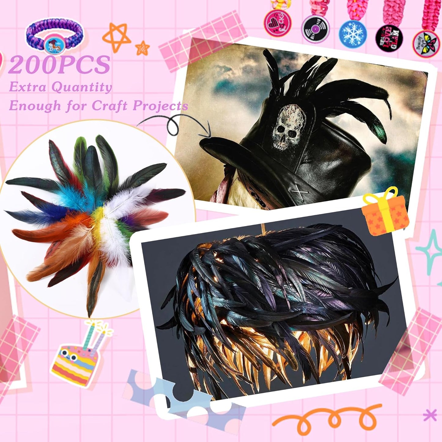 SOGUGOM Brown Rooster Tail Feathers - 200 pcs 5-7 inch Craft Feathers Bulk for Craft Projects, Halloween, Hats and Cocktail Table Centerpieces(Brown)