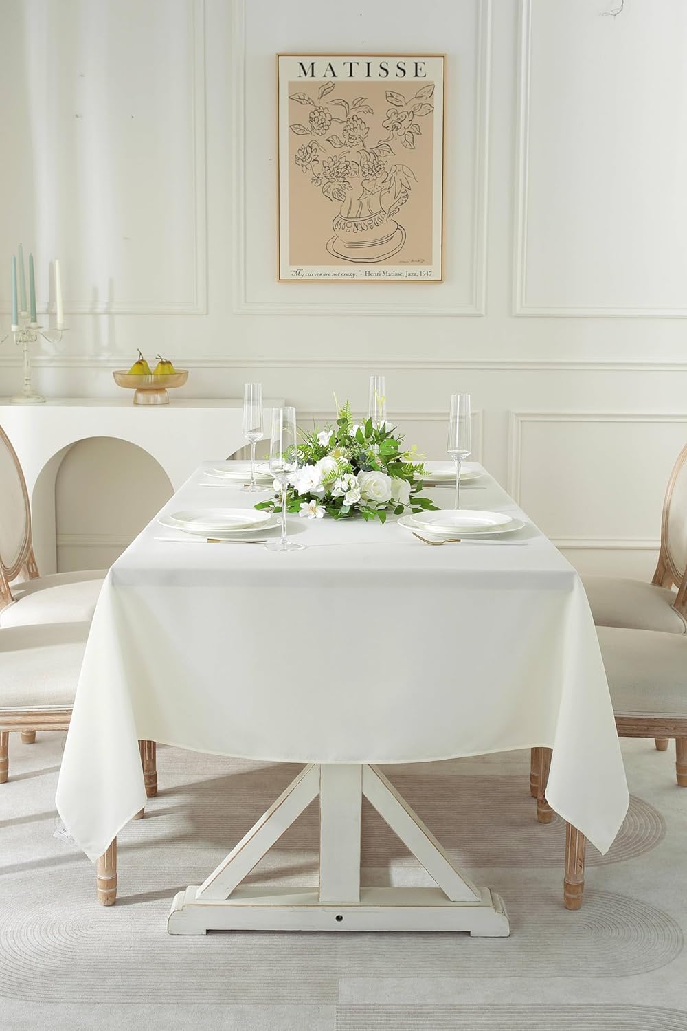 Craft And Party 60" X 126" Rectangular Polyester Tablecloth (Ivory)