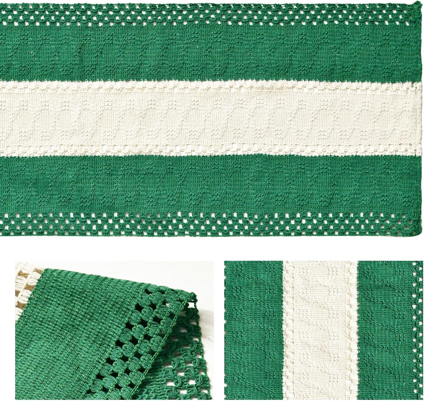 Artoid Mode Dark Green Farmhouse Rustic Table Runner, Seasonal Hollow Kitchen Dining Table Decoration for Home Party Decor 12x108 Inch