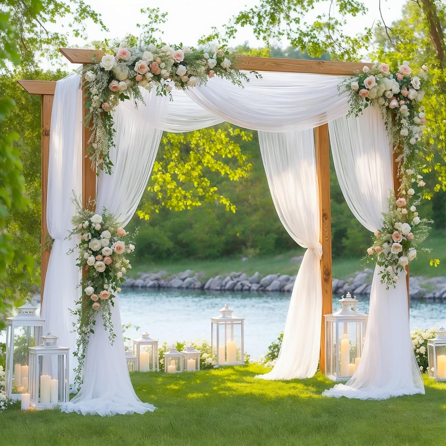 1 Panel Wedding Arch Draping Fabric White Sheer Backdrop Curtain Arch Drape for Wedding Ceremony Reception,Bridal Shower Party Decorations 28" X 19ft