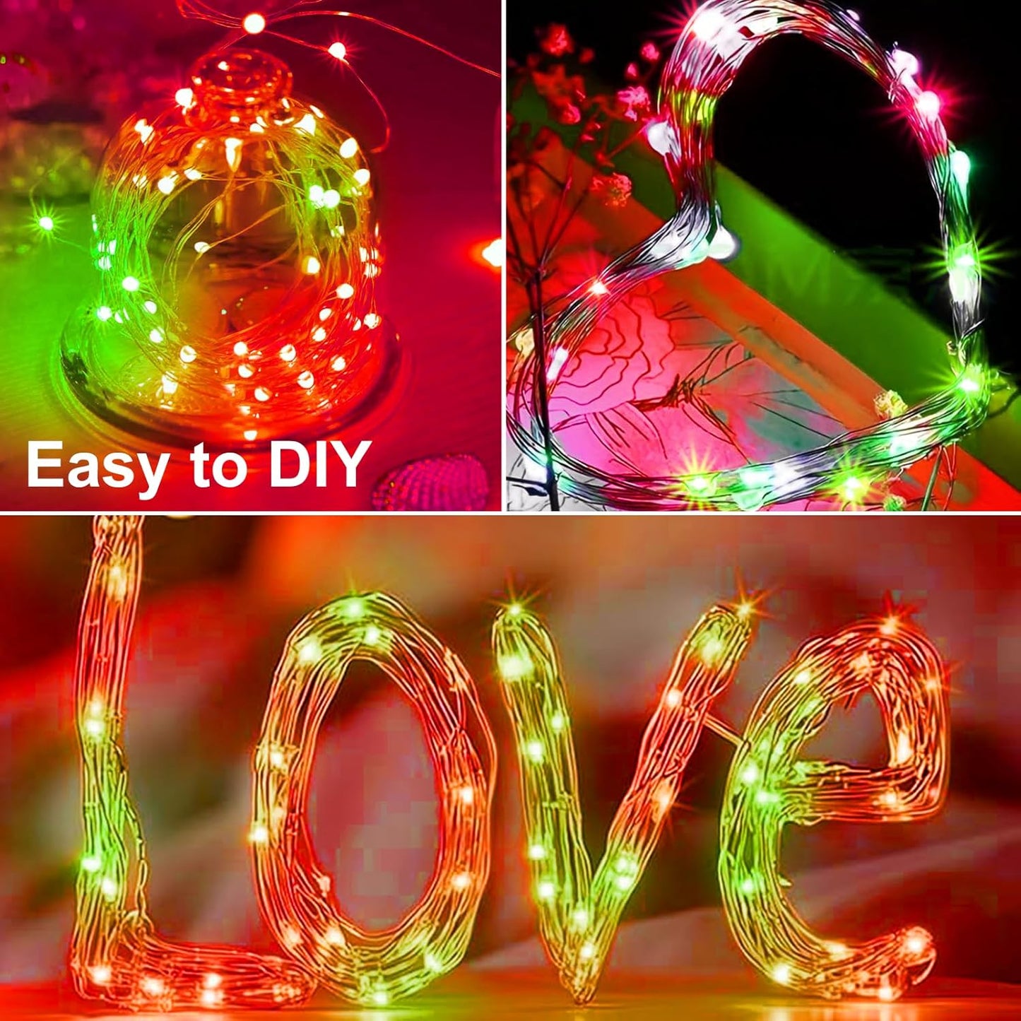 ZGWJ 12 Pack Christmas Fairy Lights Battery Operated, 7ft 20LED Mini Fairy String Lights Silver Wire 3 Modes Waterproof for Christmas Tree DIY, Parties, Bedroom Decorations Red&Green