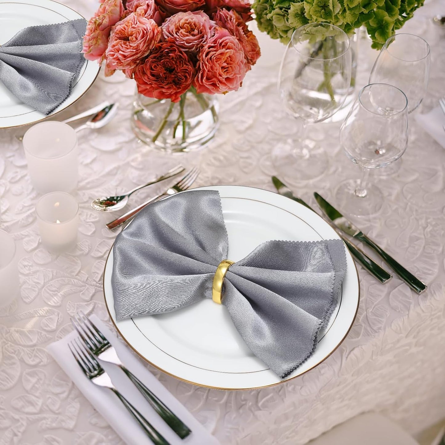 KPOSIYA Napkin Rings Set of 8, Metal Gold Napkin Rings Bulk for Table Settings, D-Shape Napkin Holders Rings for Dinner Table Decor, Easter, Fall,Thanksgiving, Christmas, Party,（Brilliant Gold 8 pcs）