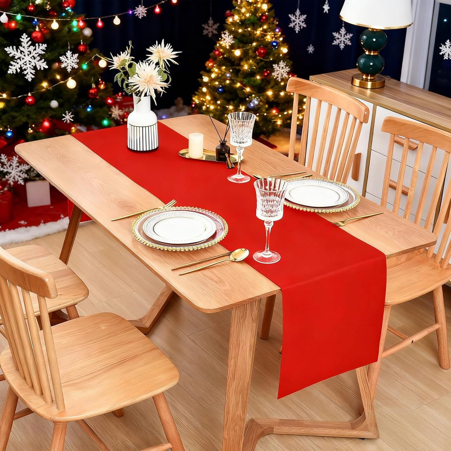 Farmhouse Red Table Runner Dining Table Runners 60 Inches Long Coffee Table Runner for Dresser Living Room Bedroom Holiday Party Banquet 12X60 Inch