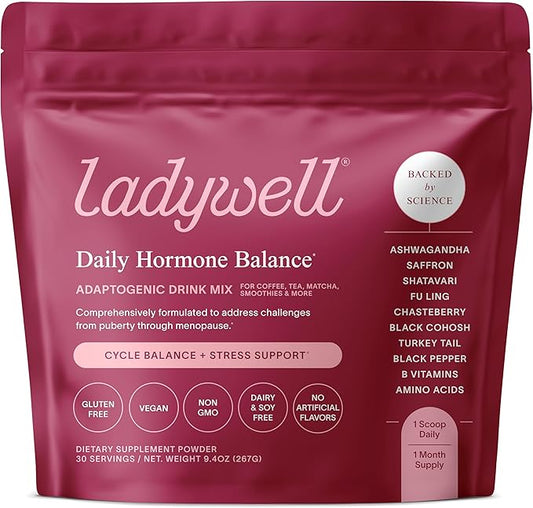 Daily Hormone Balance Powder | Natural Cycle Support for Women | Supports Mood, Bloating, Cramps, Skin Health & Cravings with Chasteberry, B Vitamins, Ashwagandha, Saffron + | 30 Servings
